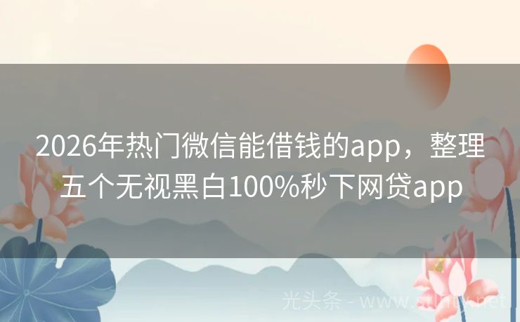 2026年热门微信能借钱的app，整理五个无视黑白100%秒下网贷app