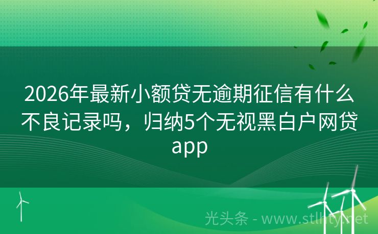 2026年最新小额贷无逾期征信有什么不良记录吗，归纳5个无视黑白户网贷app