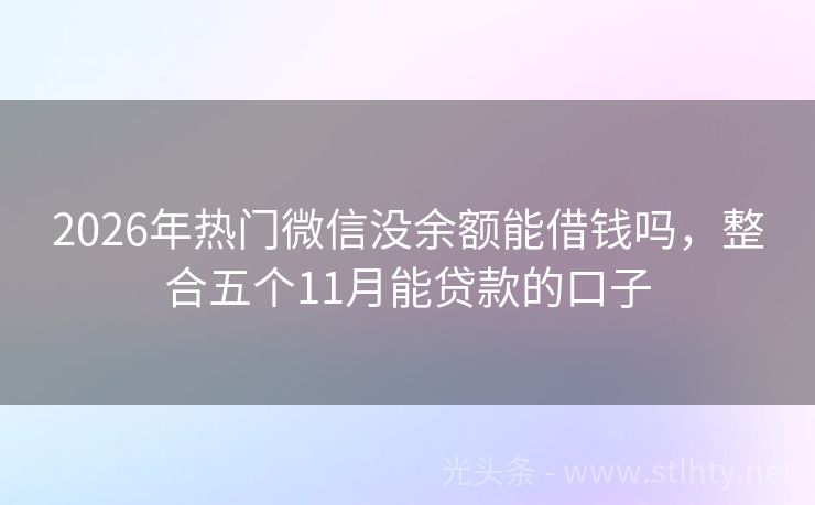 2026年热门微信没余额能借钱吗，整合五个11月能贷款的口子