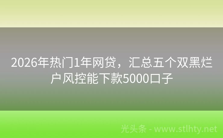 2026年热门1年网贷，汇总五个双黑烂户风控能下款5000口子