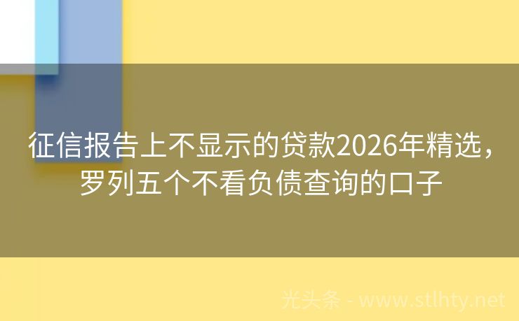 征信报告上不显示的贷款2026年精选，罗列五个不看负债查询的口子
