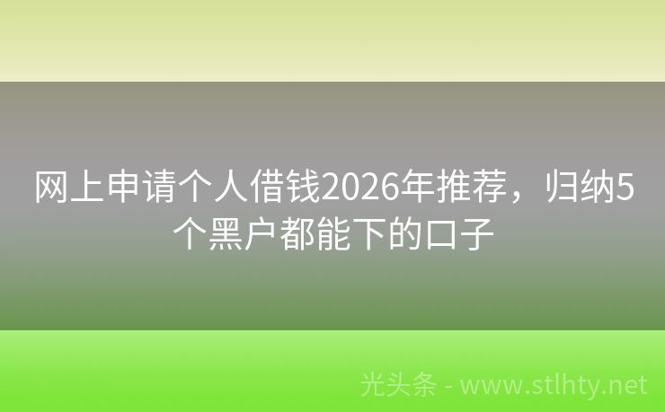 网上申请个人借钱2026年推荐，归纳5个黑户都能下的口子