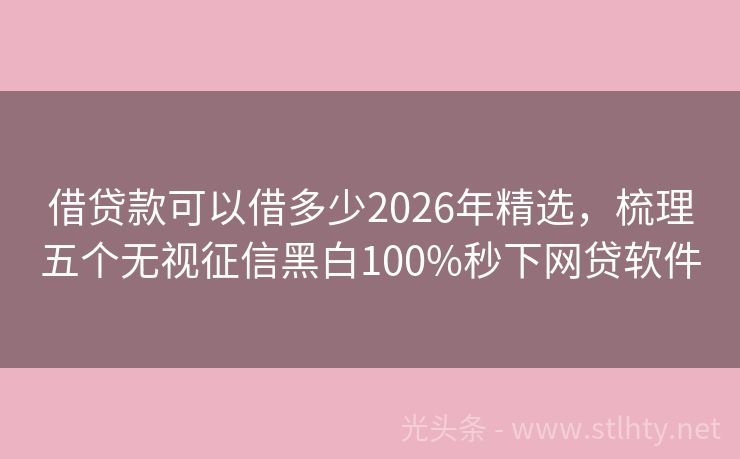 借贷款可以借多少2026年精选，梳理五个无视征信黑白100%秒下网贷软件
