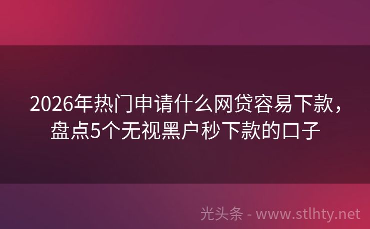 2026年热门申请什么网贷容易下款，盘点5个无视黑户秒下款的口子