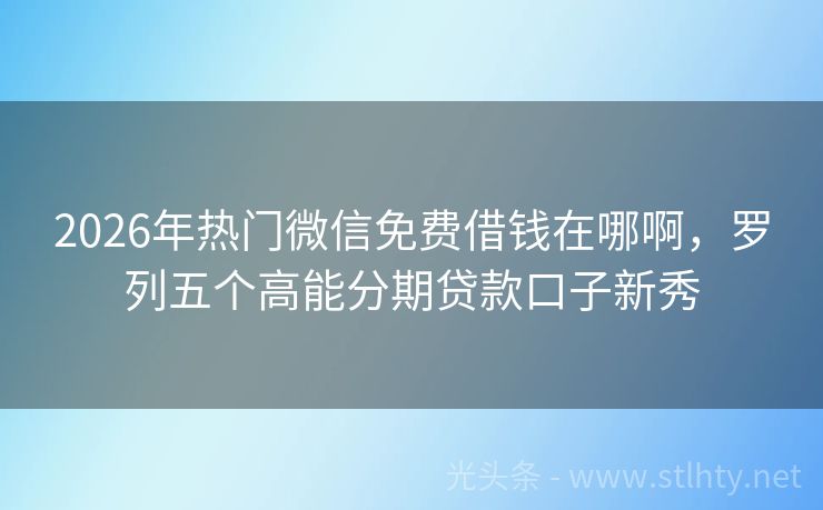 2026年热门微信免费借钱在哪啊，罗列五个高能分期贷款口子新秀