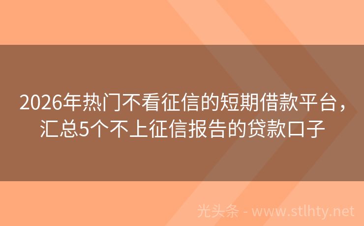 2026年热门不看征信的短期借款平台，汇总5个不上征信报告的贷款口子
