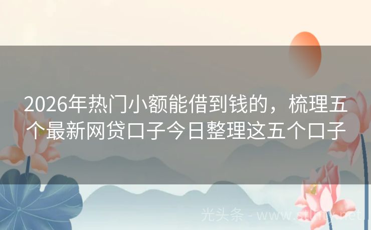 2026年热门小额能借到钱的，梳理五个最新网贷口子今日整理这五个口子