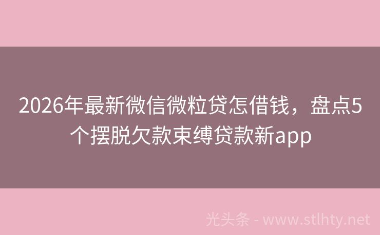 2026年最新微信微粒贷怎借钱，盘点5个摆脱欠款束缚贷款新app