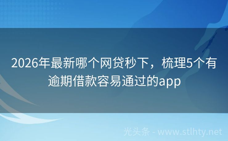 2026年最新哪个网贷秒下，梳理5个有逾期借款容易通过的app