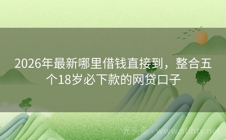 2026年最新哪里借钱直接到，整合五个18岁必下款的网贷口子