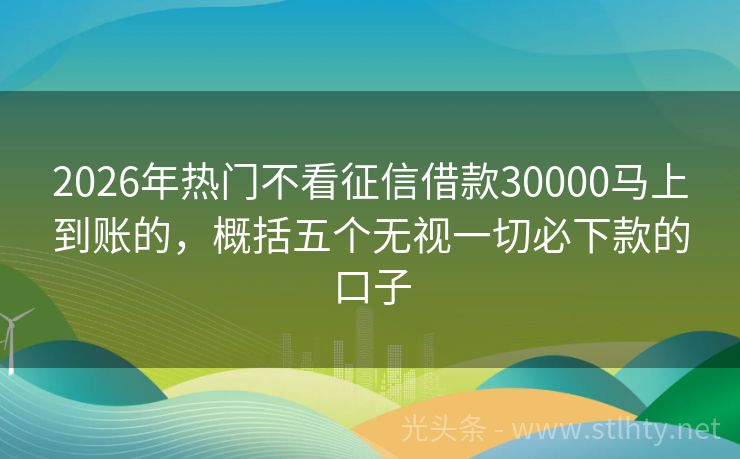 2026年热门不看征信借款30000马上到账的，概括五个无视一切必下款的口子
