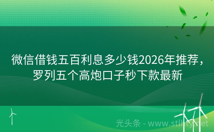 微信借钱五百利息多少钱2026年推荐，罗列五个高炮口子秒下款最新