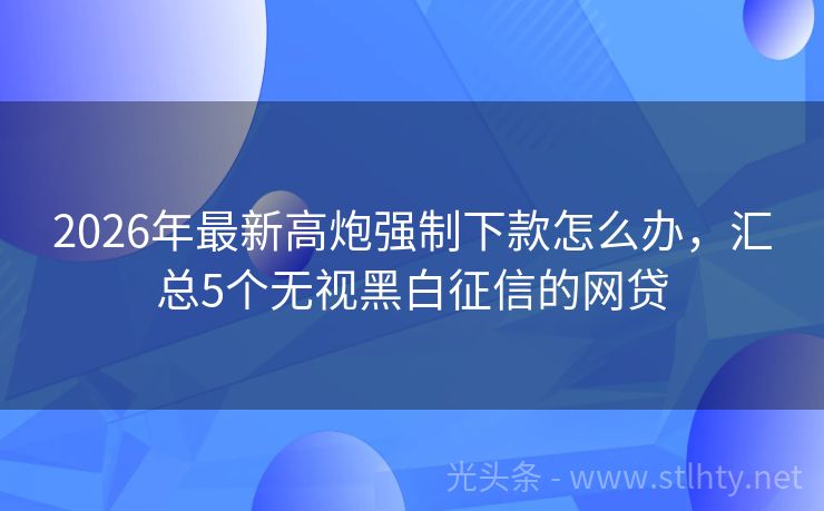 2026年最新高炮强制下款怎么办，汇总5个无视黑白征信的网贷