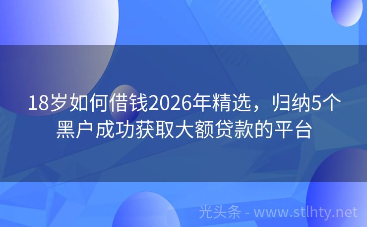 18岁如何借钱2026年精选，归纳5个黑户成功获取大额贷款的平台