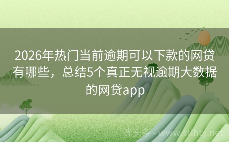 2026年热门当前逾期可以下款的网贷有哪些，总结5个真正无视逾期大数据的网贷app