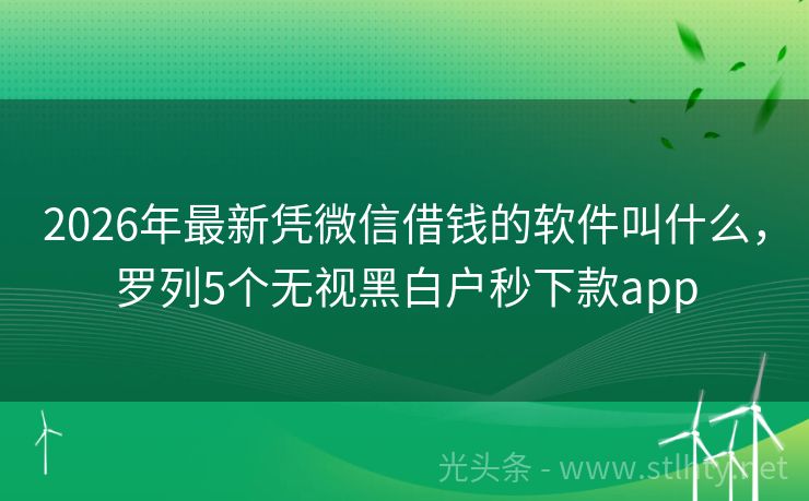 2026年最新凭微信借钱的软件叫什么，罗列5个无视黑白户秒下款app