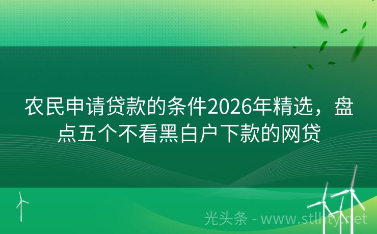 农民申请贷款的条件2026年精选，盘点五个不看黑白户下款的网贷
