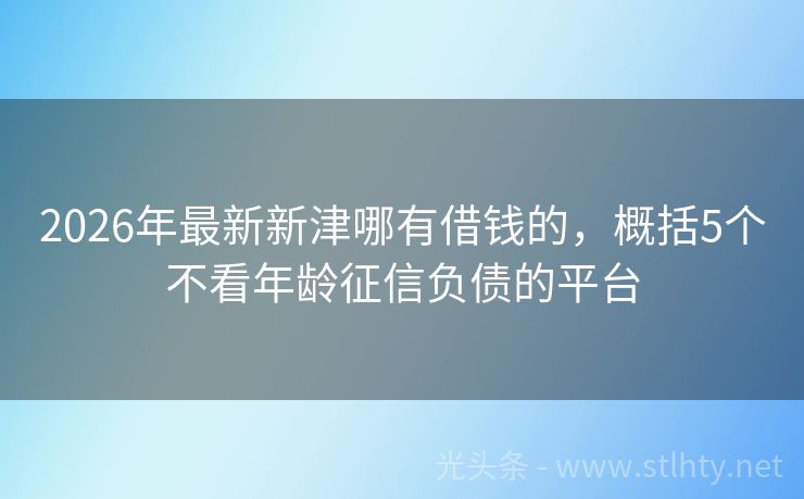 2026年最新新津哪有借钱的，概括5个不看年龄征信负债的平台