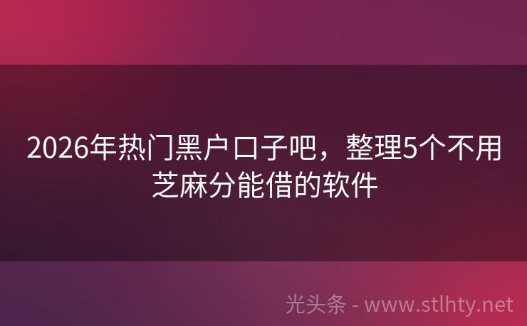 2026年热门黑户口子吧，整理5个不用芝麻分能借的软件