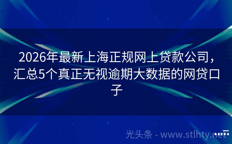 2026年最新上海正规网上贷款公司，汇总5个真正无视逾期大数据的网贷口子
