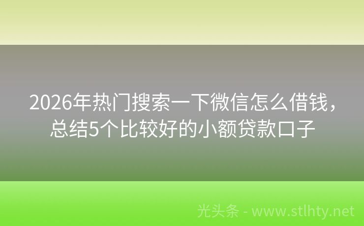 2026年热门搜索一下微信怎么借钱，总结5个比较好的小额贷款口子
