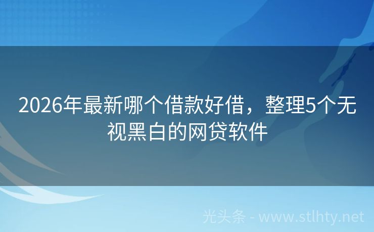 2026年最新哪个借款好借，整理5个无视黑白的网贷软件