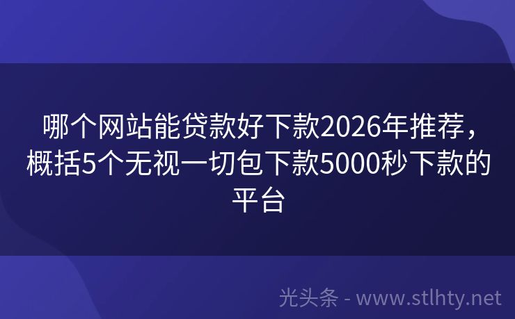 哪个网站能贷款好下款2026年推荐，概括5个无视一切包下款5000秒下款的平台