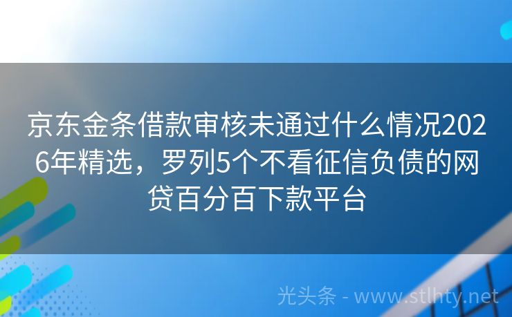 京东金条借款审核未通过什么情况2026年精选，罗列5个不看征信负债的网贷百分百下款平台
