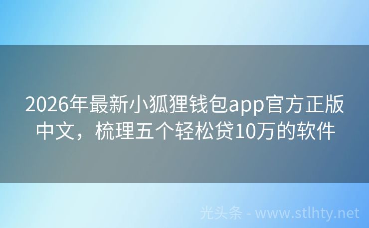 2026年最新小狐狸钱包app官方正版中文，梳理五个轻松贷10万的软件