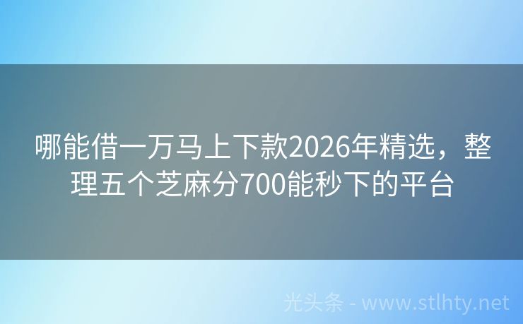 哪能借一万马上下款2026年精选，整理五个芝麻分700能秒下的平台
