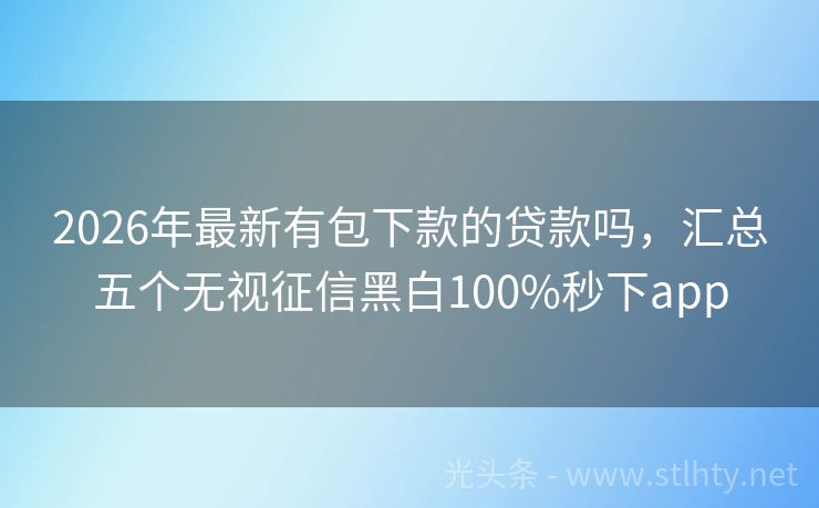 2026年最新有包下款的贷款吗，汇总五个无视征信黑白100%秒下app