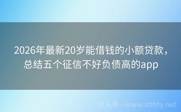 2026年最新20岁能借钱的小额贷款，总结五个征信不好负债高的app