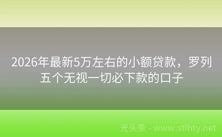 2026年最新5万左右的小额贷款，罗列五个无视一切必下款的口子