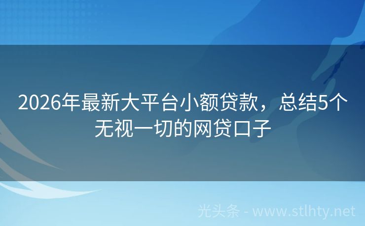 2026年最新大平台小额贷款，总结5个无视一切的网贷口子