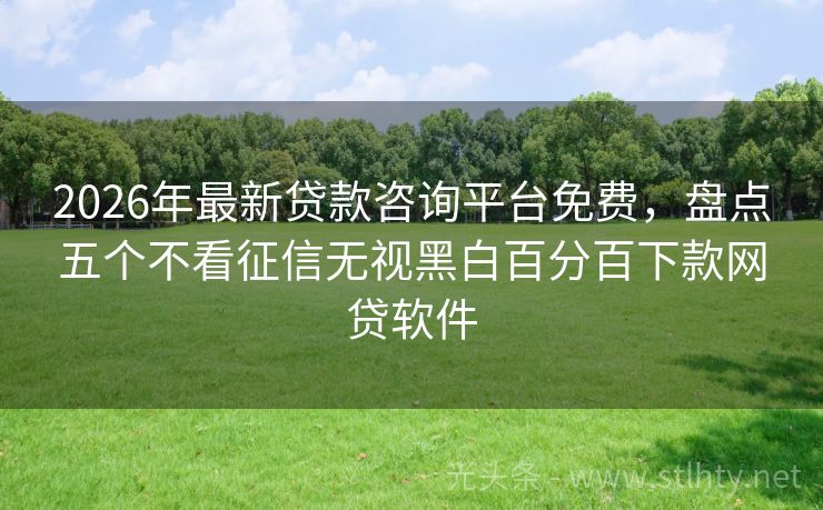 2026年最新贷款咨询平台免费，盘点五个不看征信无视黑白百分百下款网贷软件