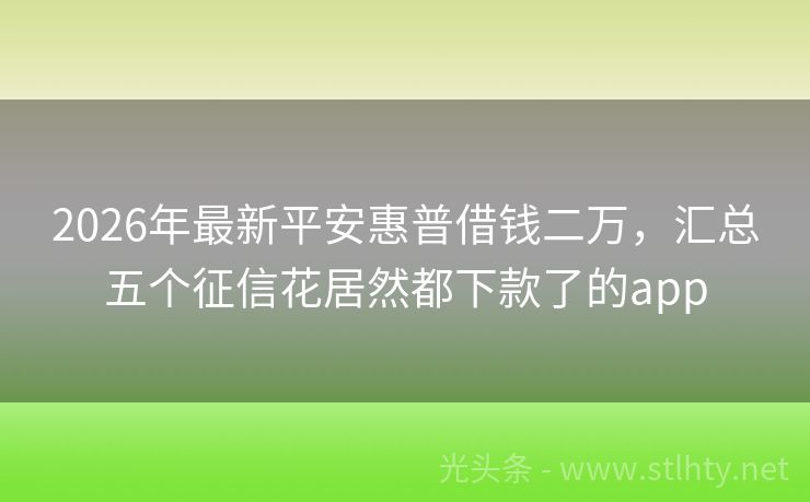 2026年最新平安惠普借钱二万，汇总五个征信花居然都下款了的app