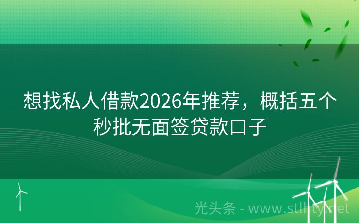 想找私人借款2026年推荐，概括五个秒批无面签贷款口子
