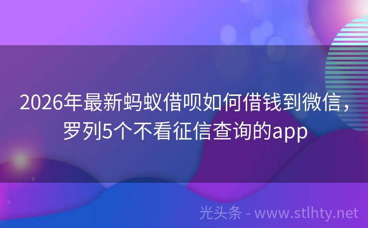 2026年最新蚂蚁借呗如何借钱到微信，罗列5个不看征信查询的app