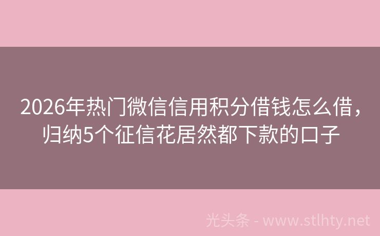 2026年热门微信信用积分借钱怎么借，归纳5个征信花居然都下款的口子