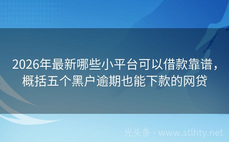 2026年最新哪些小平台可以借款靠谱，概括五个黑户逾期也能下款的网贷