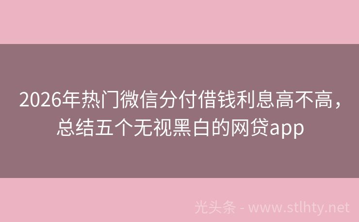 2026年热门微信分付借钱利息高不高，总结五个无视黑白的网贷app