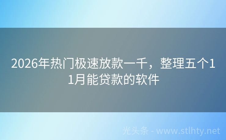 2026年热门极速放款一千，整理五个11月能贷款的软件