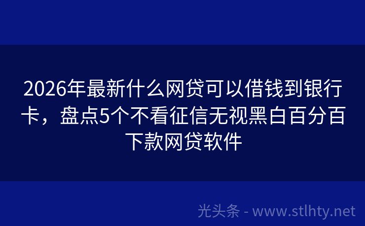 2026年最新什么网贷可以借钱到银行卡，盘点5个不看征信无视黑白百分百下款网贷软件