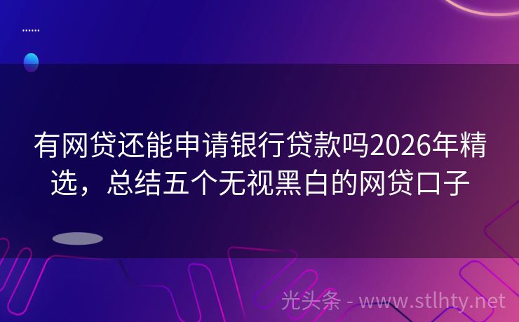有网贷还能申请银行贷款吗2026年精选，总结五个无视黑白的网贷口子