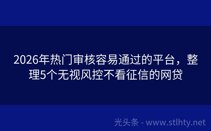 2026年热门审核容易通过的平台，整理5个无视风控不看征信的网贷
