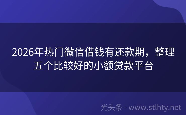 2026年热门微信借钱有还款期，整理五个比较好的小额贷款平台