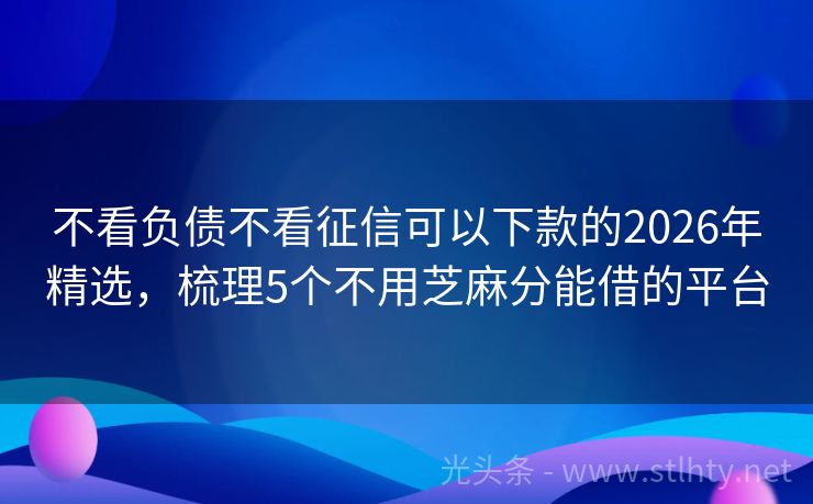 不看负债不看征信可以下款的2026年精选，梳理5个不用芝麻分能借的平台