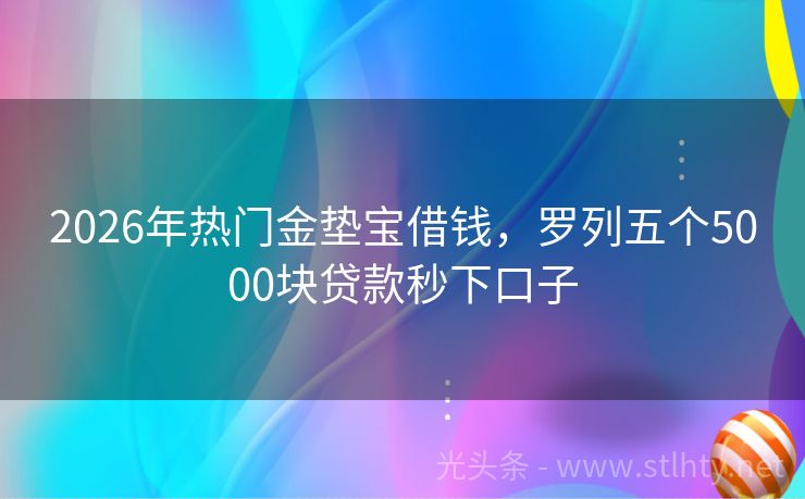 2026年热门金垫宝借钱，罗列五个5000块贷款秒下口子