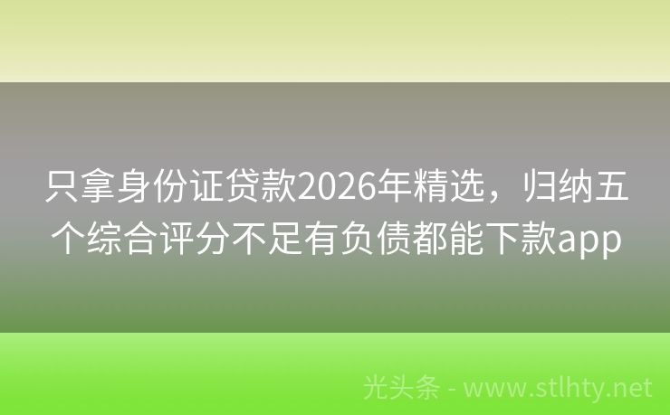 只拿身份证贷款2026年精选，归纳五个综合评分不足有负债都能下款app