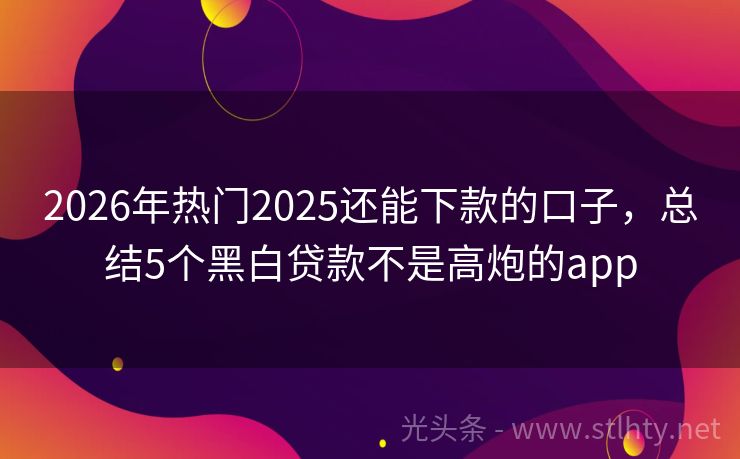 2026年热门2025还能下款的口子，总结5个黑白贷款不是高炮的app